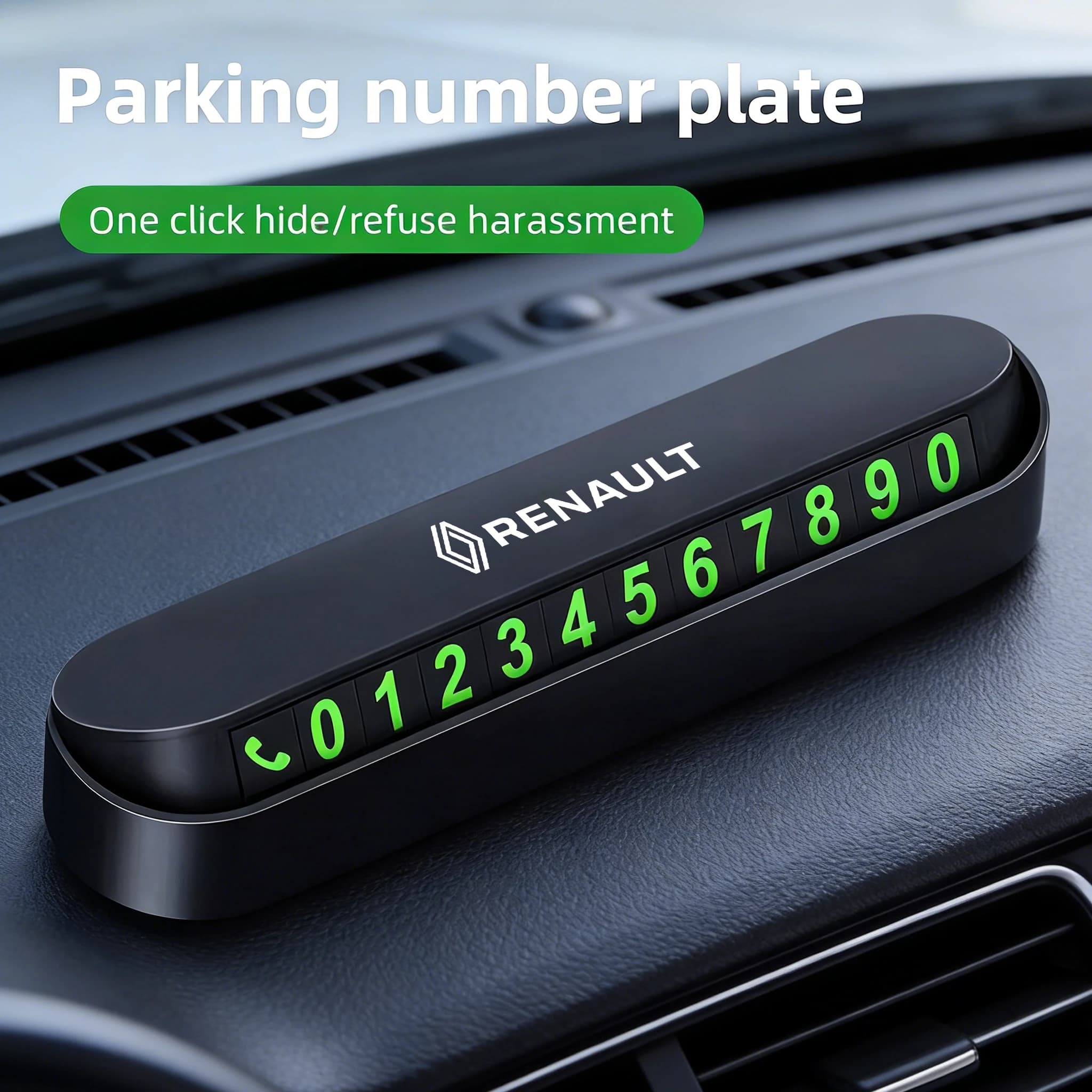 1 Pezzo Targhetta Temporanea per Parcheggio Auto con Numero di Telefono, Accessori per Renault RS Clio Megane 2 3 4 Captur Trafic Twingo Scenic 2 Zoe
