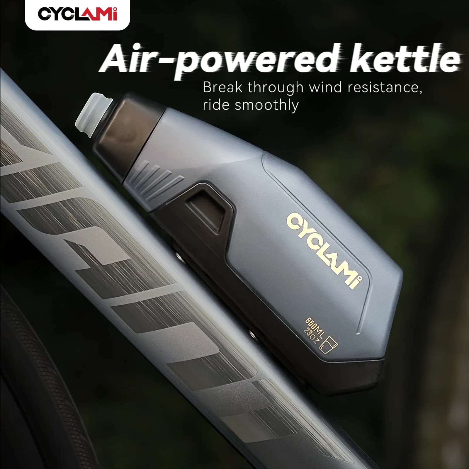 Set Portaborraccia Aerodinamico CYCLAMI da 650ml per Bicicletta, Borraccia per MTB e Bici da Strada, Montaggio su Tubo Obliquo