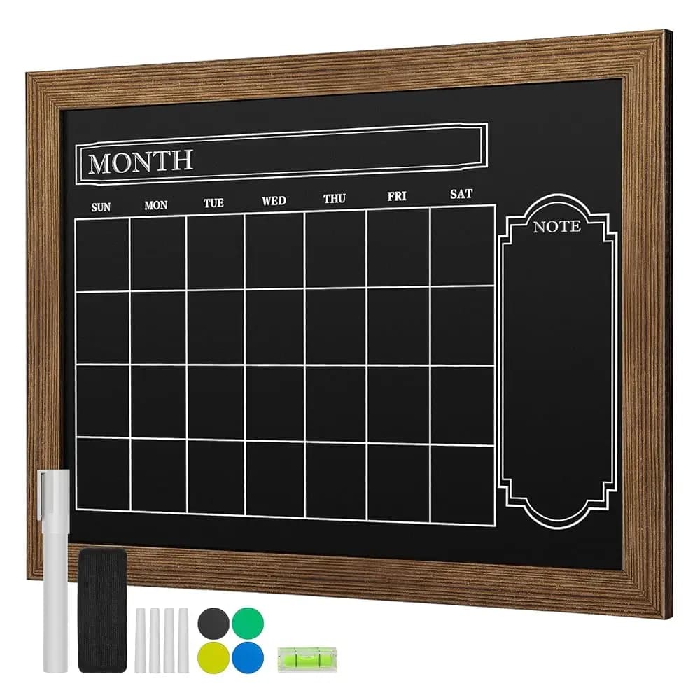 Calendario a lavagna 36x24 - Lavagna da parete magnetica con cornice in legno di pino, con gesso e magneti per ufficio, scuola e casa