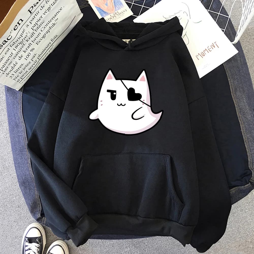 Nyanners mascot Gothic Sweatshirt Hololive Hoodies Streetwear Casual Punk Tops Vintage Moletom Ulzzang Women Long Sleeve Hooded