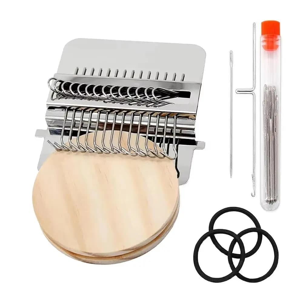 Wooden Frame Mini Loom Machine 12/14 Hook Mini Size Small Woven Machine Metal Tool DIY Handcrafts Weaving Loom Kit Mending Socks
