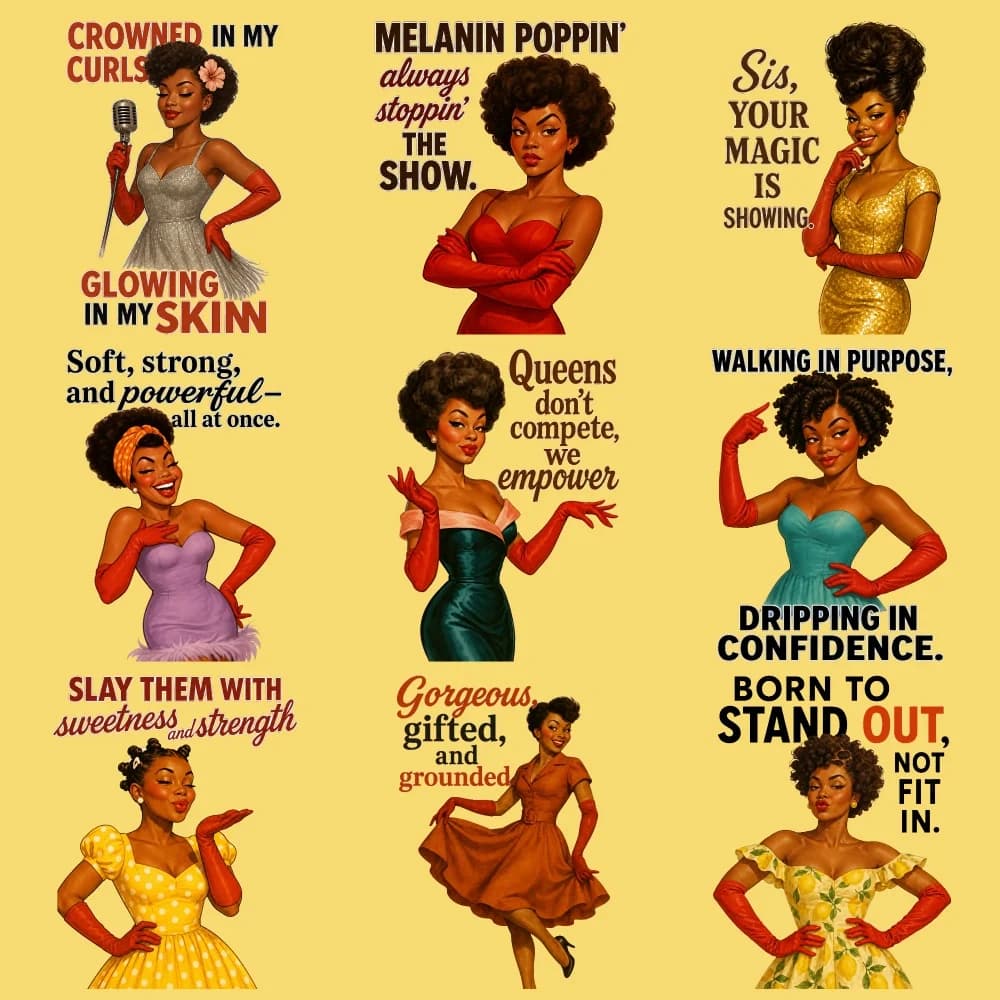 9PCS DIY iron on transfers, 18cm/7.09in, Empowerment Confidence Beauty, Easy Heat Transfer for Clothing, T-Shirts, Jeans