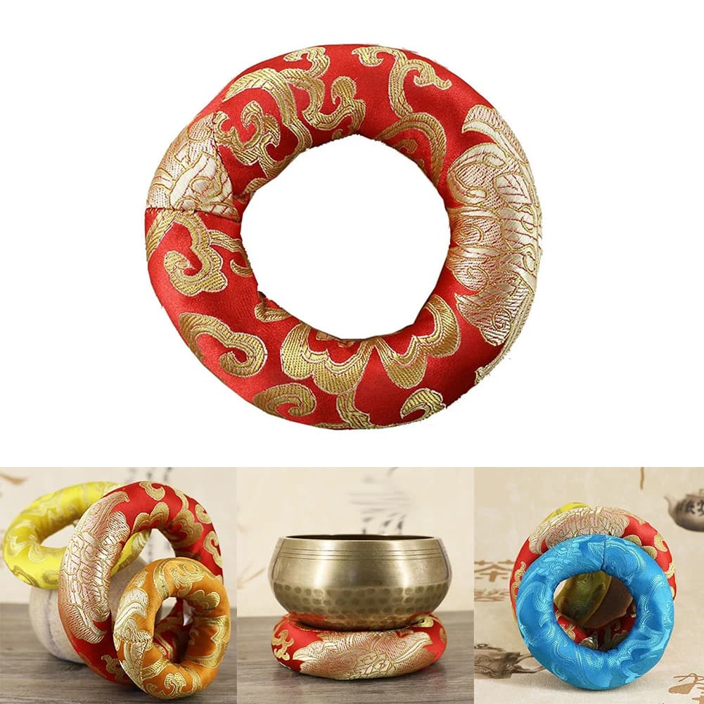 Silk brocade cushion for yoga, Tibetan bell mat, meditation ring cushion, Buddhist products, sound bell mats, for home