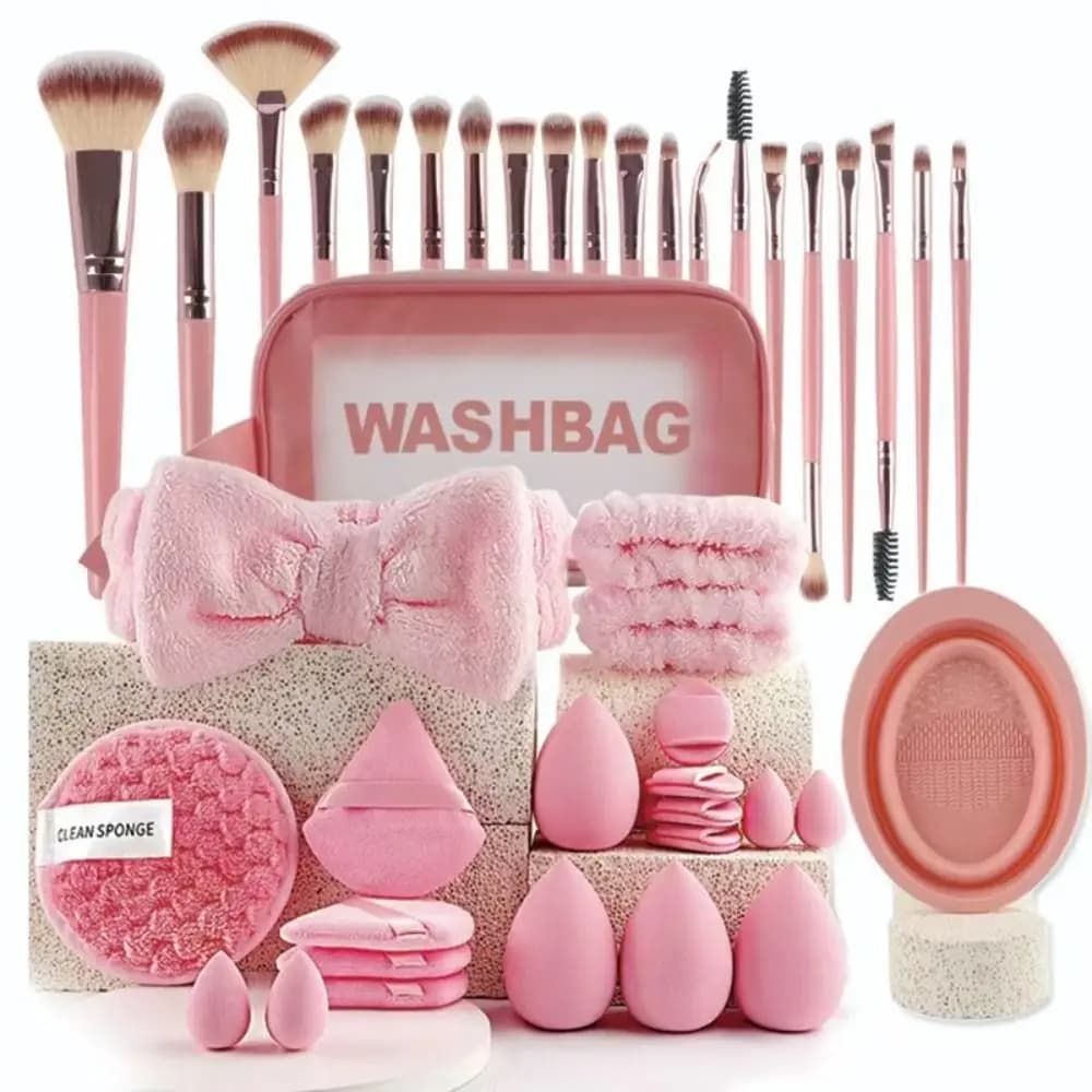 Soft 20/40 pieces Makeup Tool Kit Hair Band Sink Set Make-up Brushes Professional Cleaning Tool