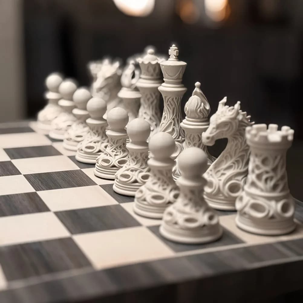 Set di Scacchi Gotico con Dragone, 32 Pezzi, Bianco e Nero, Design 3D Stampato, Gioco da Tavolo Decorativo, Regalo per Appassionati di Scacchi