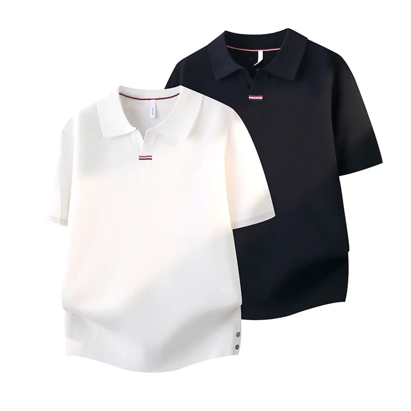 Summer New Light Luxury Men Simple T-Shirt Lapel Short-Sleeve Fashion Casual Knit Polo Shirt British Style Outdoor-Homewear Tops