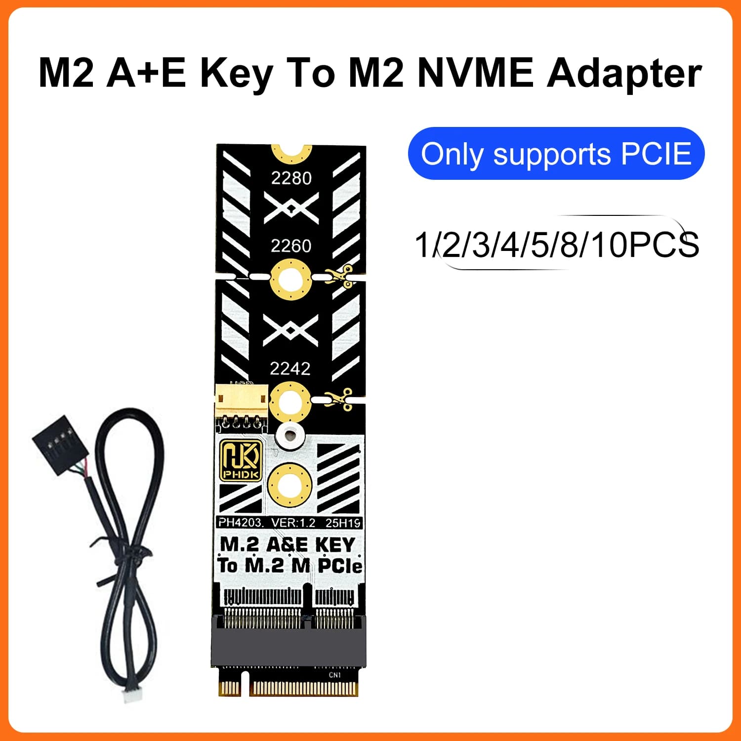 M2 A+E Key To M2 NVME Adapter Converter NGFF M.2 NVME Key-M interface to Key A+E wireless adapter card for 2230-2280 SSD