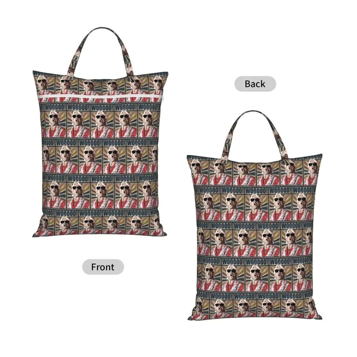 Ric Flair Woooo Travel Laundry Bag Waterproof Reusable Dirty Clothes Pouch Gym Yoga Vacation Washing Basket