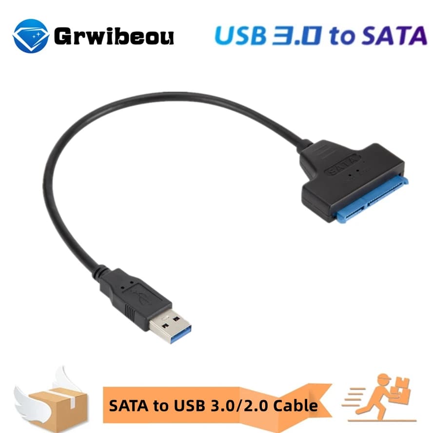 Cavo USB 3.0 2.0 SATA 3 Adattatore Sata a USB 3.0 Fino a 6 Gbps Supporto HDD esterno SSD da 2,5 pollici Disco rigido Cavo Sata III a 22 pin