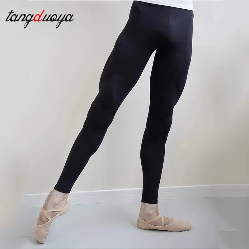 1 pair of classic men's dance pantyhose leggings full figure ballet costume trousers practical cotton pantyhose high waist elastic dance clothing