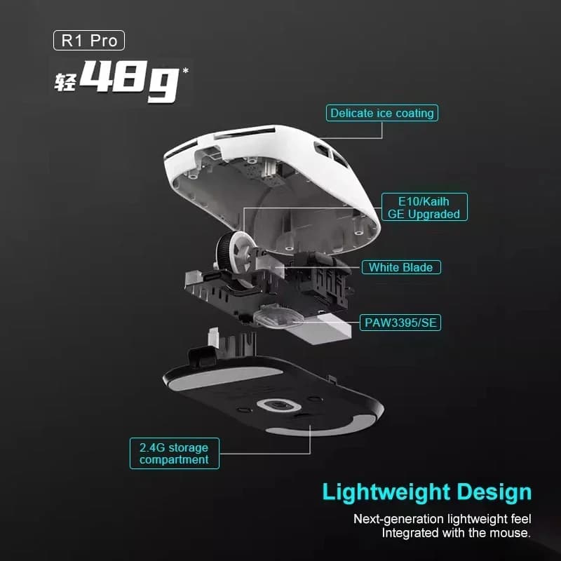 Wireless Game Mouse VXE Dragonfly R1 Pro MAX 2.4G PAW3395 26000 DPI 3 Mode Connector with Low Latency Wired Gaming Mouse