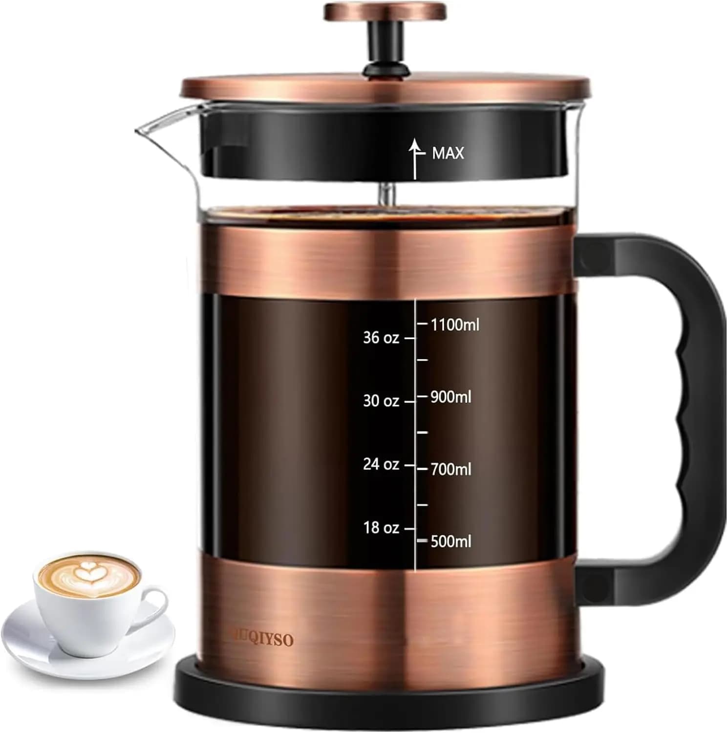 51oz French Press Coffee Maker 304 Stainless Steel with 4 Filter Borosilicate Glass Heat Resistant