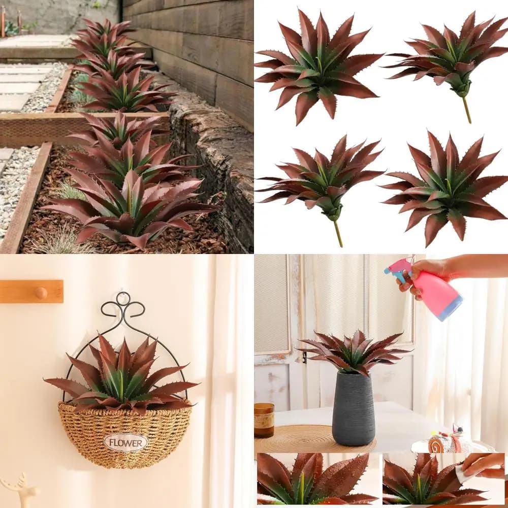 Large Realistic Succulent Plants and Artificial Flowers for Green-Red Compositions Without Vase for Home or Wedding