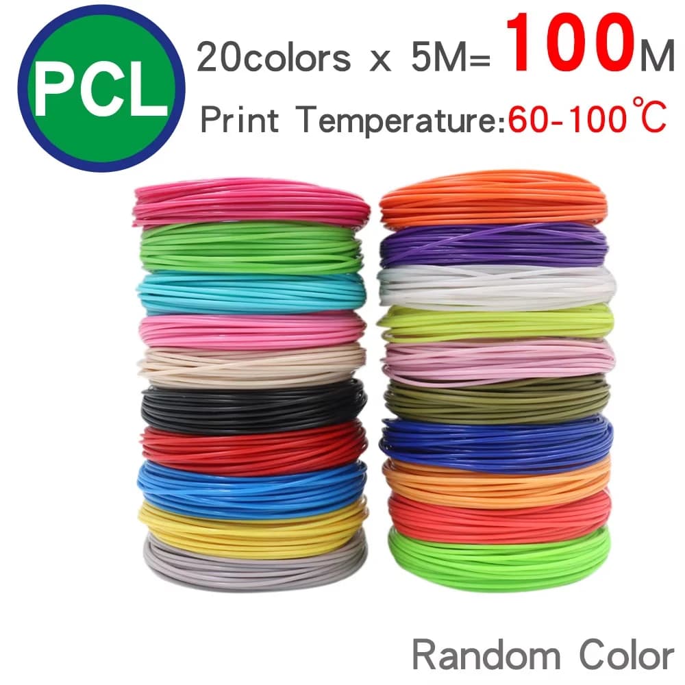 Filamento per stampa 3D per penne 3D, diametro 1,75 mm, PCL PLA ABS, confezione da 50M/100M/150M