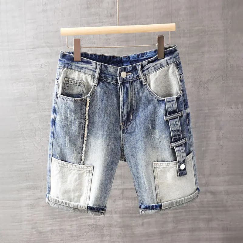 Pantaloni jeans corti da uomo con tasche Lavaggio Pantaloncini di jeans maschili blu Saldi Moda coreana Jorts Sottile Estate Streetwear Originale Xl
