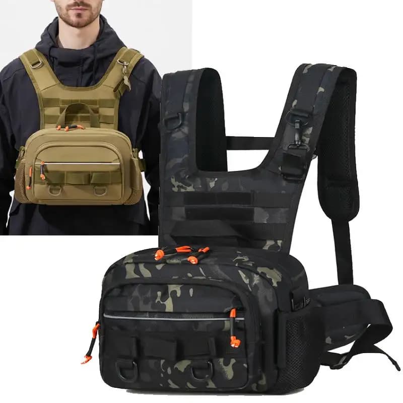 Borsa tattica da arrampicata sul petto Gilet Molle Custodia frontale Escursionismo all'aperto Campeggio Pesca Esca Recon Kit Borsa Sport Caccia Fanny Pack