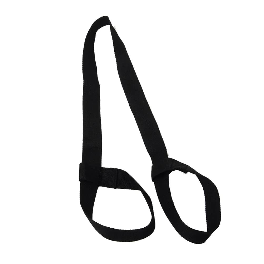 Yoga Mat Strap Black 150x3.8cm Cotton Material Adjustable Loop Design Skin Friendly Lightweight for All Mat Sizes Fitness