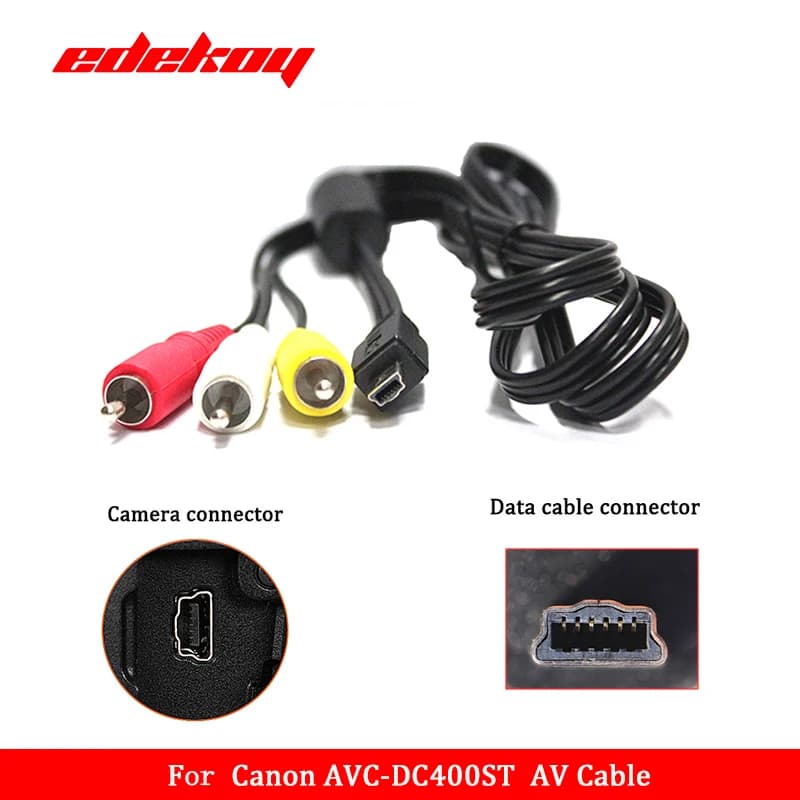 Cavo video ForCanon AVC-DC400ST Cavo audio video RCA per Canon EOS 1D, 1D X, 500D, 550D, 5D Mark III, 600D, 60D, 650D, 700D 7D