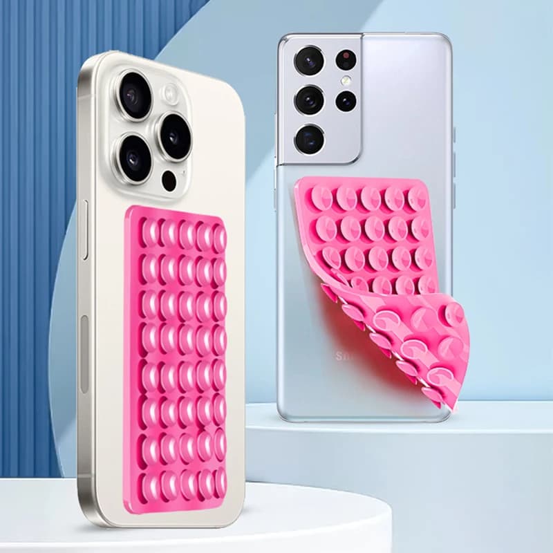 Silicone Suction Cup Phone Mount Double-Sided, Sticky Grip Suction Case Mount, Hands-Free Accessories for Tiktok Videos & Selfie