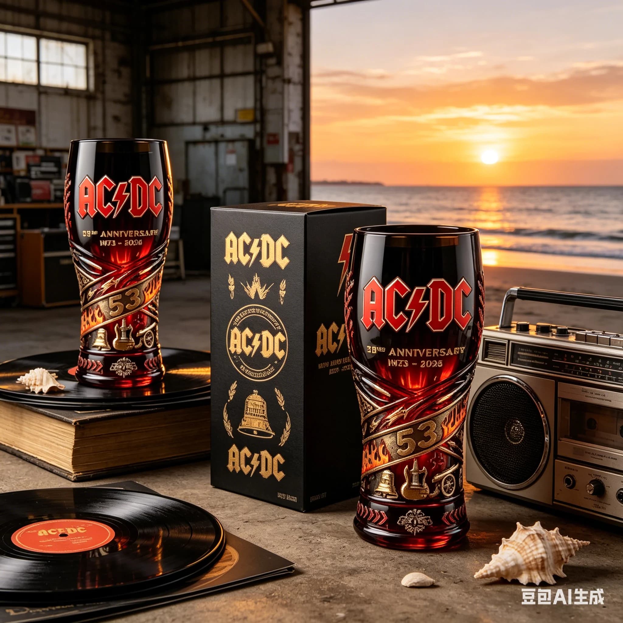 Bicchiere da Birra 3D in Rilievo per il 53° Anniversario degli AC/DC, Tumbler da Bar da Collezione con Design Classico della Band Rock per Amanti della Musica e Fan