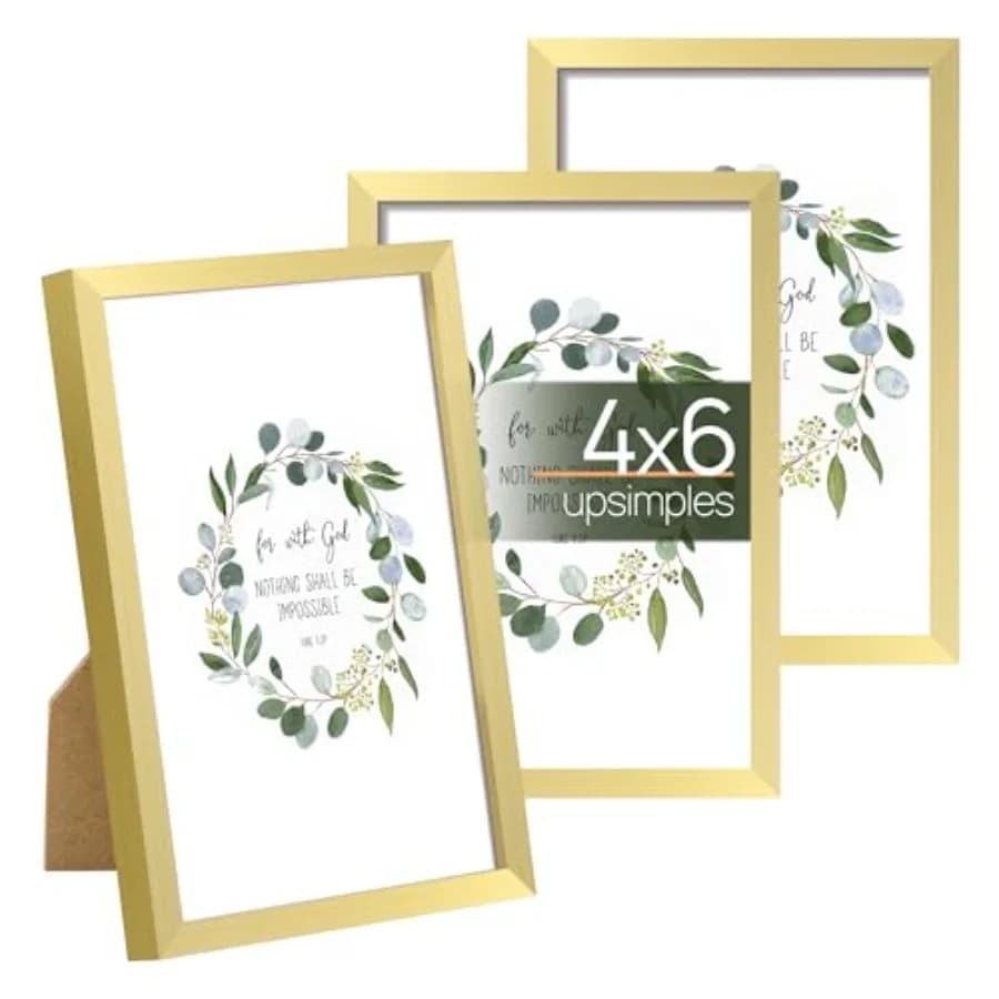 Set di 3 Cornici Portafoto, Realizzate in Vetro ad Alta Definizione per Cornici 4 x 6, Cornici Sottili per Esposizione a Parete e su Tavolo