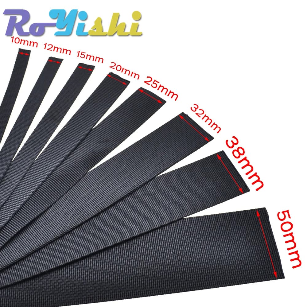 Cintura di sicurezza con nastro in nylon da 1 metro Nastro jacquard per computer Parti per borse per zaino da esterno Nero