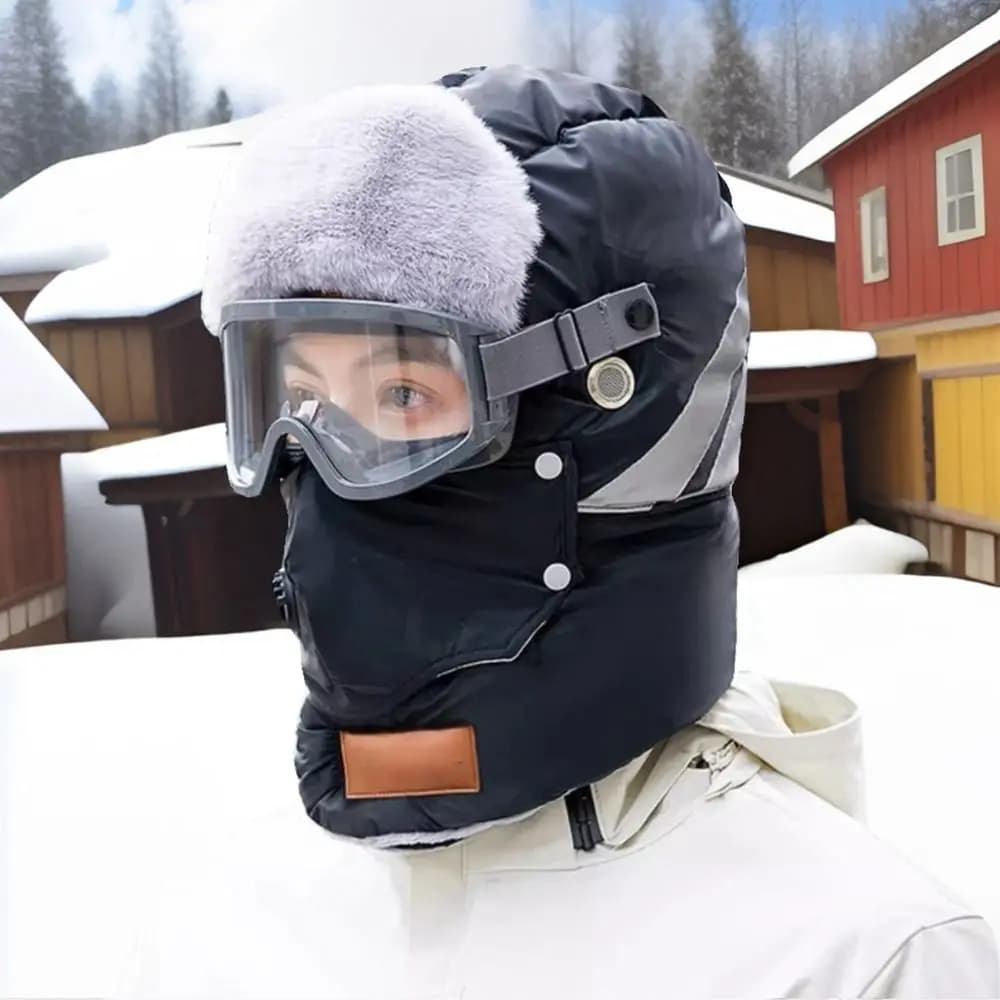 Cappelli per protezioni per le orecchie Cappello da sci russo Colbacco con occhiali Paraorecchie Ciclismo Berretto antivento Cappuccio Maschera Berretti invernali caldi all'aperto