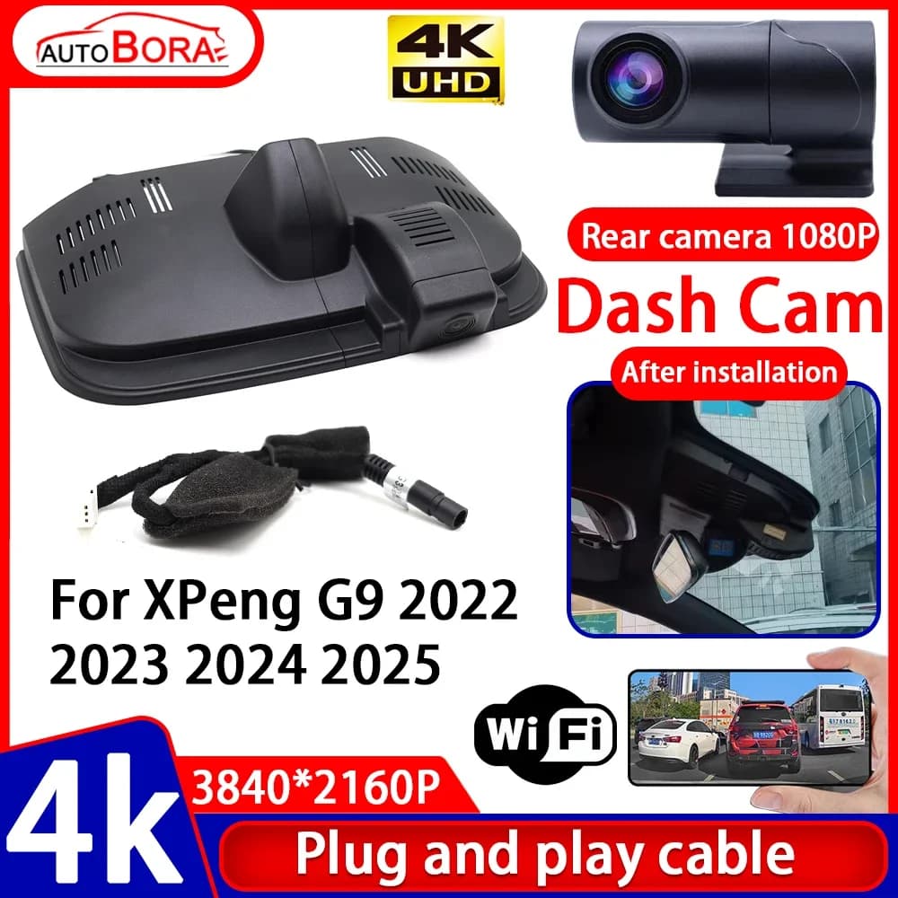 Video Recorder ZhuCamX with Night Vision 4K HUD Plug and Play, Dash Cam for Auto XPeng G9 2022 2023 2024 2025