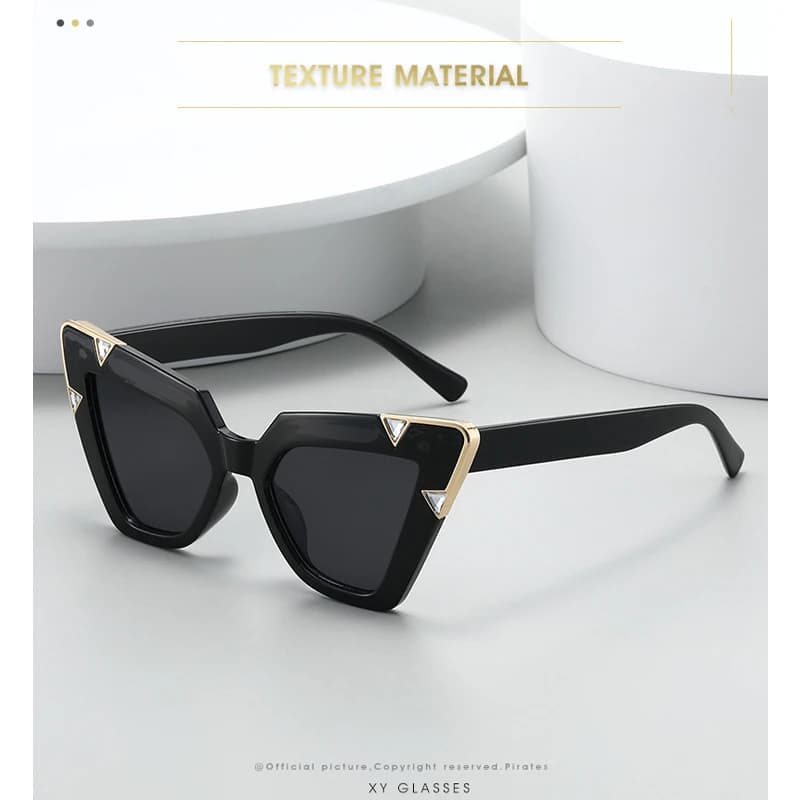 Nuovi Occhiali da Sole Cat Eye da Donna, Grandi, Stile Hip Hop, Lusso con Diamanti, Protezione UV400, alla Moda per Feste, Viaggi e Vacanze