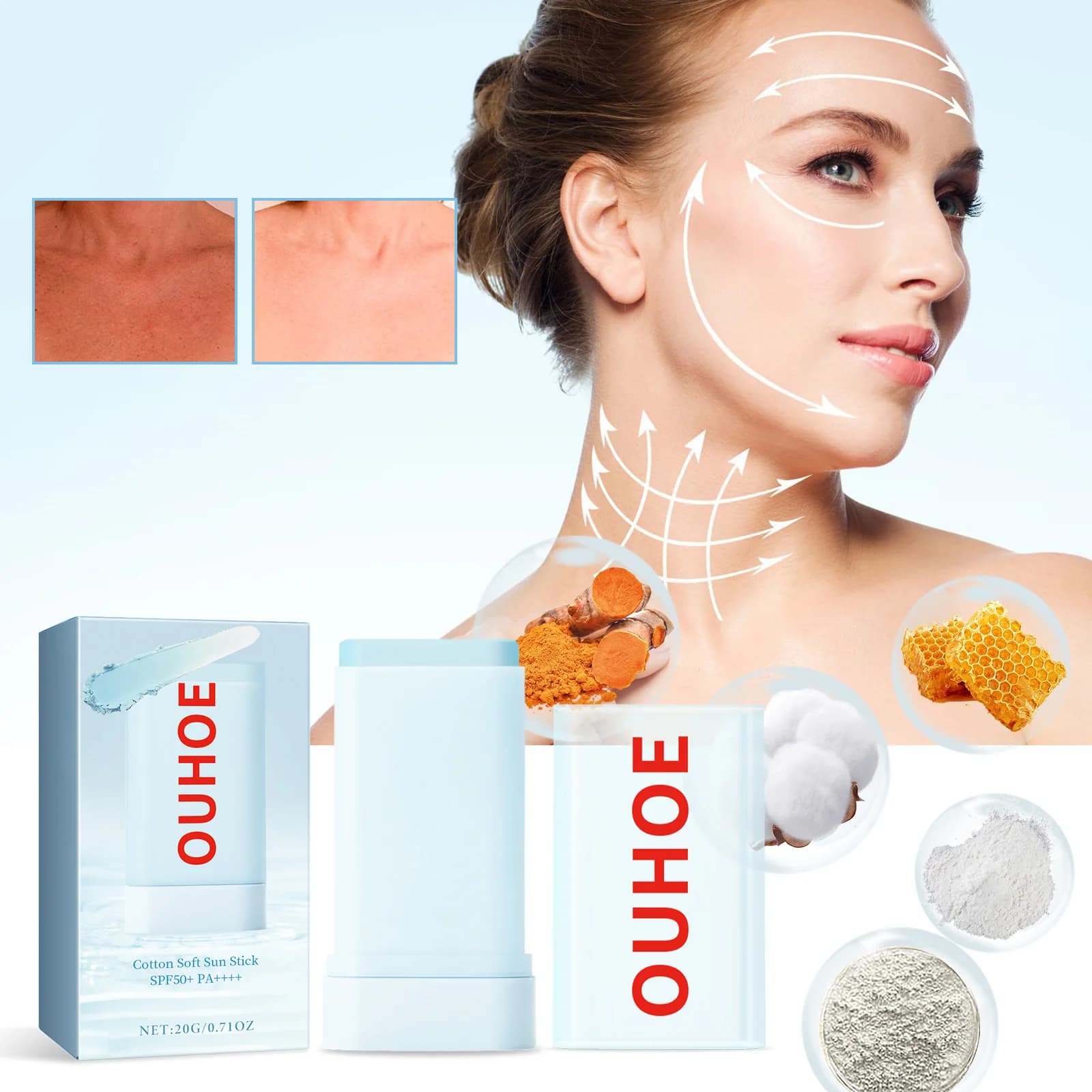 Stick Solare Portatile SPF50, Crema Viso Rinfrescante e Idratante, Protezione UV per Esterni, Crema Solare per Viso e Corpo, Cura della Pelle Estiva