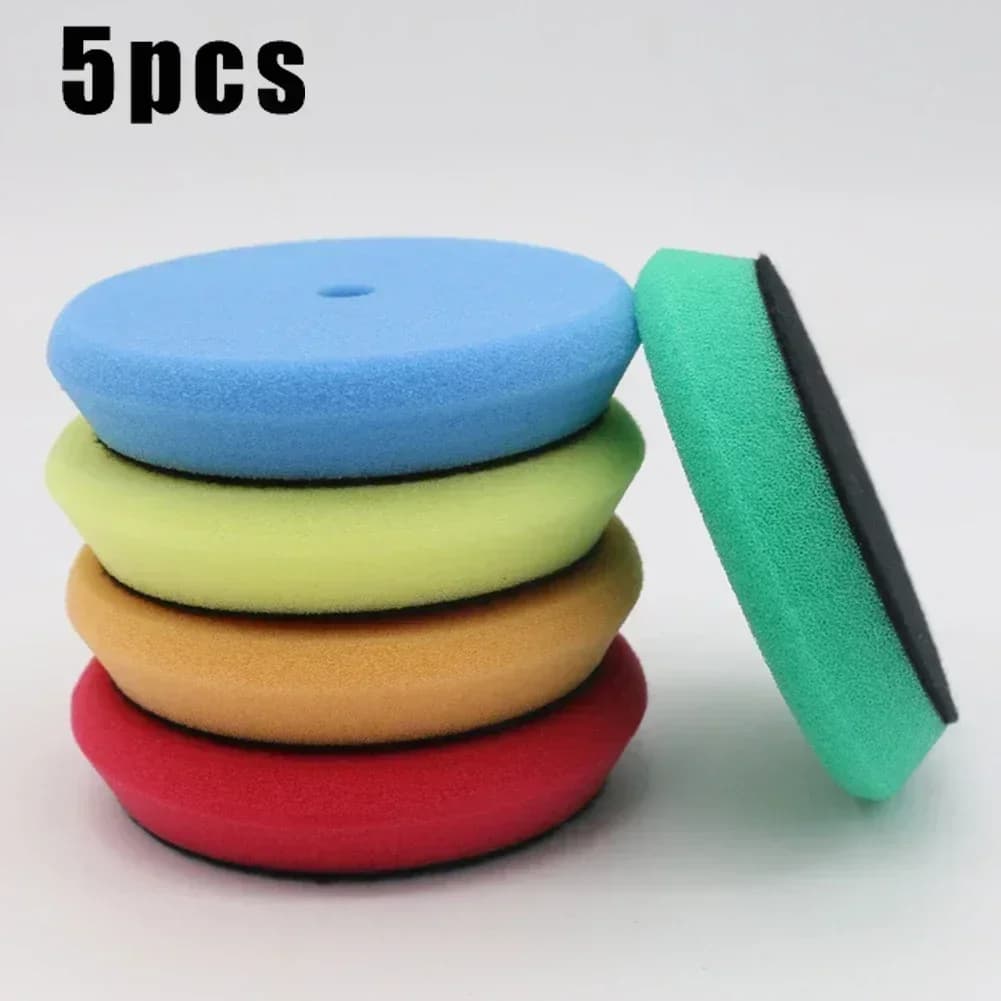5 pz 3 pollici 100mm disco per lucidatura auto lucidatura ceretta tampone spugna lucidatura tamponi in schiuma per RO/DA auto lucidatore trapano adattatore