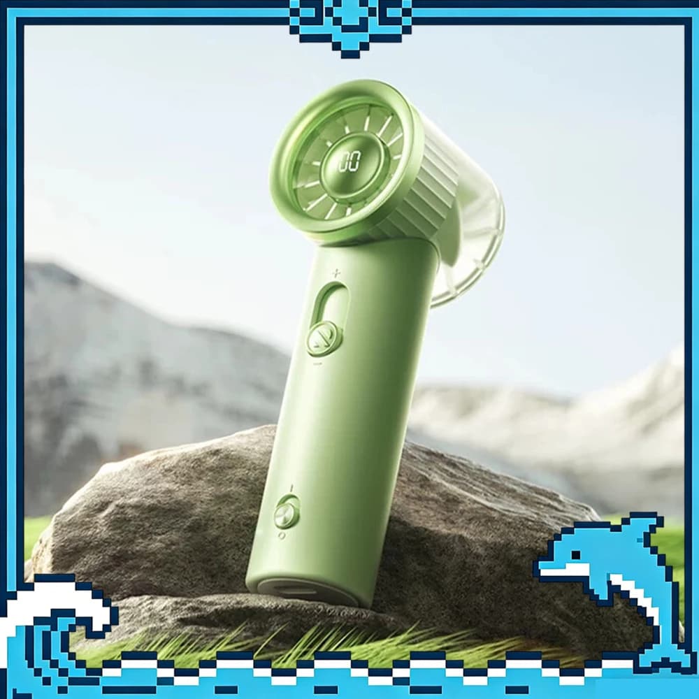 Ranvoo Fs2 Handheld Electric Fan Double Spiral Ice Cool Air Duct Handheld Electric Small Fan Reduce Noise Light Weight For Gifts