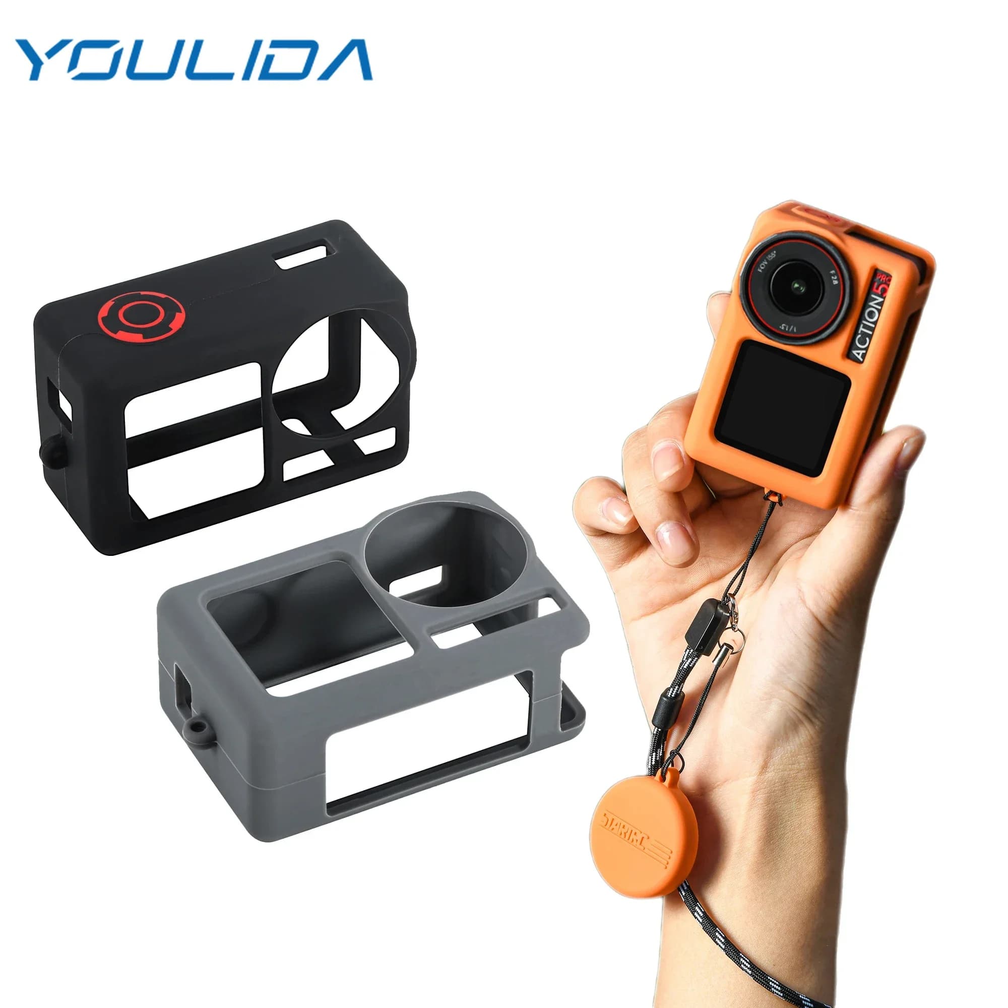 For DJI Action 5 Pro: Protective Cover in Silicone, Target Cover, Anti-scratch Cover for Total Protection, Anti-smarriage Frame