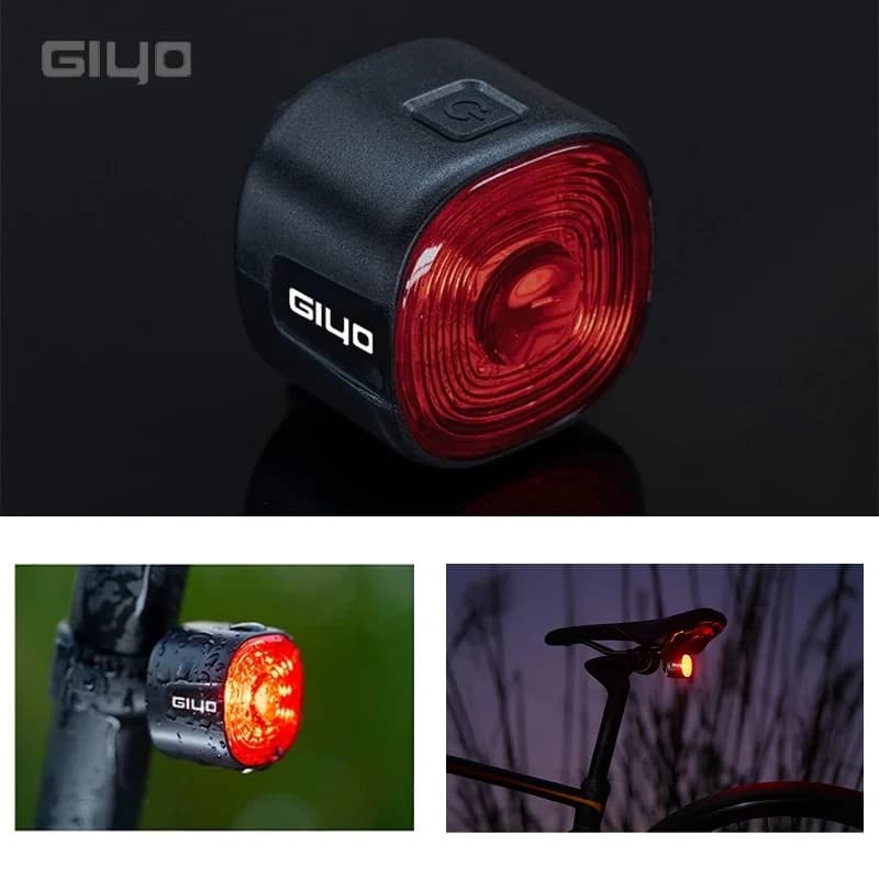 Giyo Night Cycling Safety Smart Rear Light Auto Brake Sensing Bicycle Taillight IP66 Waterproof 6 Modes MTB Road Bike Flash Lamp