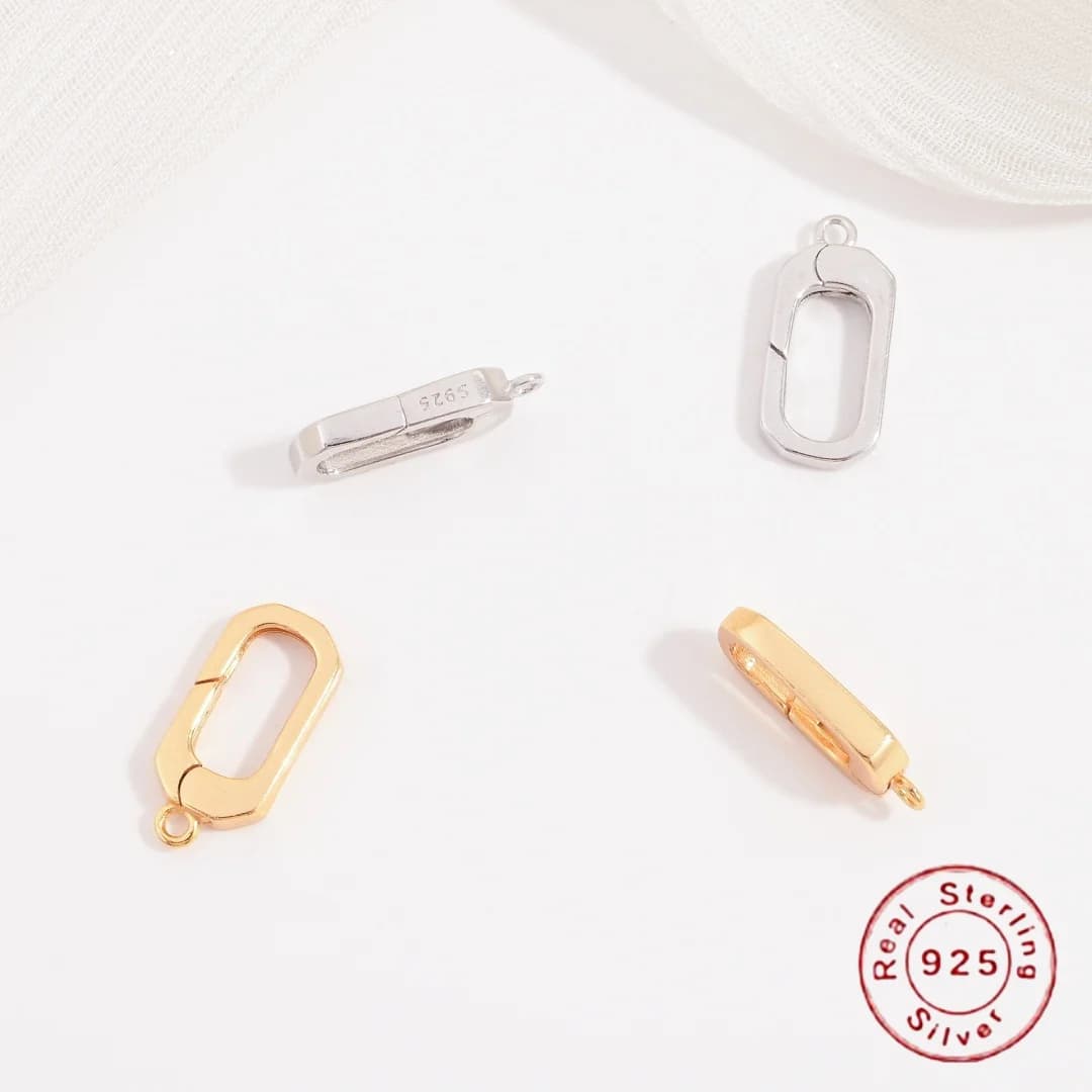 Chiusura universale rettangolare in argento sterling S925 Bracciale e collana fatti a mano fai-da-te Materiale chiusura a molla SK149