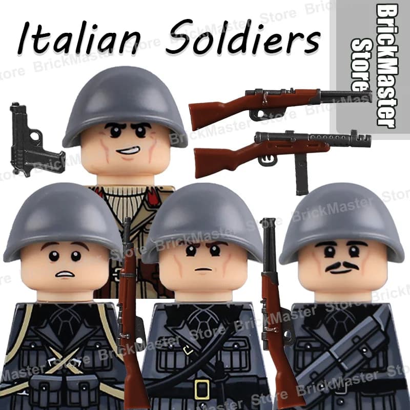 WW2 Soldato Militare Italiano Figura Armi Building Blocks Esercito di Guerra Fanteria Guerriero Pistole M34 Casco Ufficiale Mattoni Giocattoli Regali