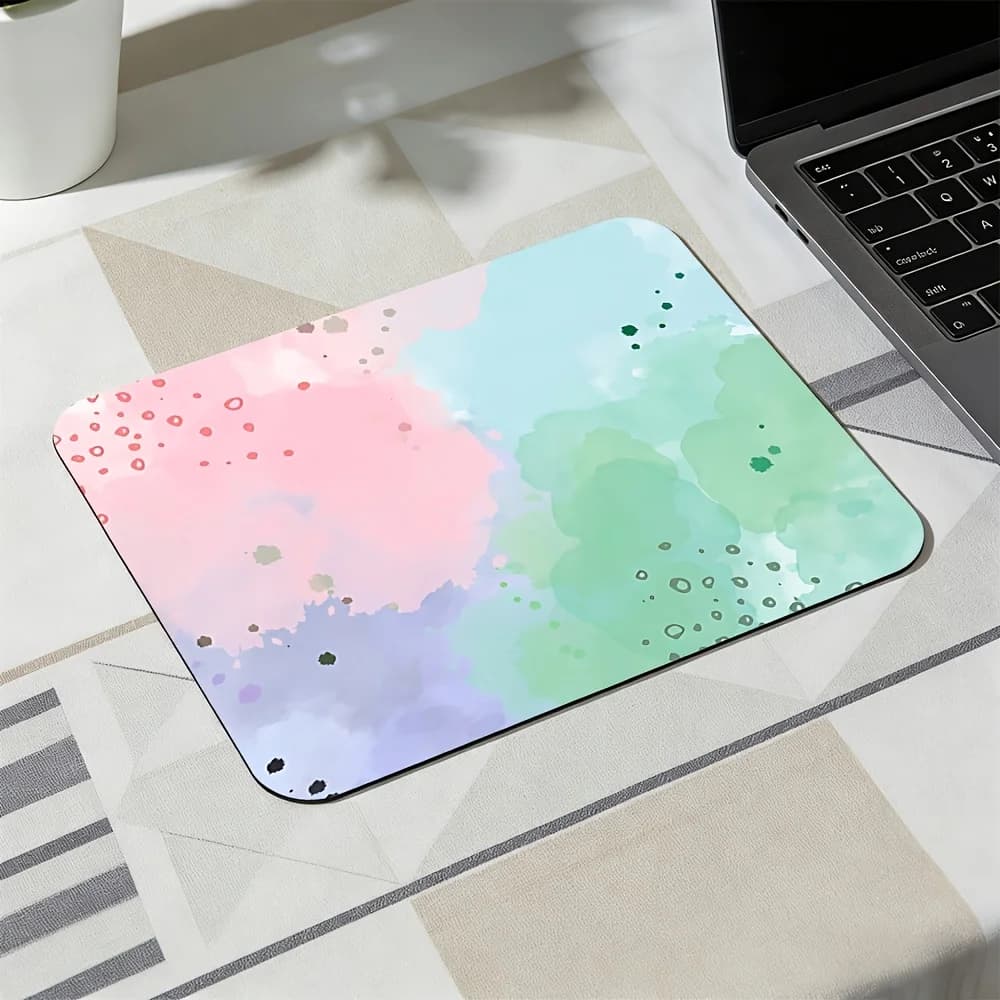 Pink White Cloud Pattern Mouse Pad Non-Slip Rubber Base for Office Home Study Gaming Desk Mat