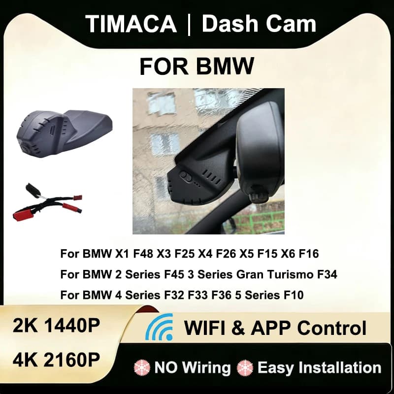 Dash Cam for BMW X1 F48 F20 3GT F34 M3 F80 M4 F82 X3 F25 X4 F26 X5 F15 F16 F32 F33 F36 F02, Video Recorder DVR 2K 4K WiFi for Auto