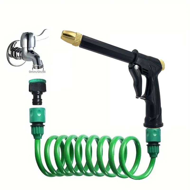 Tubo per irrigazione da giardino, ugello per annaffiare, tubo da giardino con ugello multifunzione, tubo a molla per pulizia auto, tubo in plastica