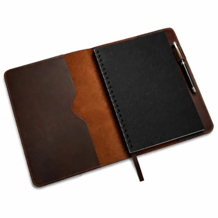 Heavy Duty Full Grain Leather Journal Cover 8.5 x 11 in.,Refillable Cahier XXL, Refillable Spiral Notebook (8.5 x 11 in.), Hand