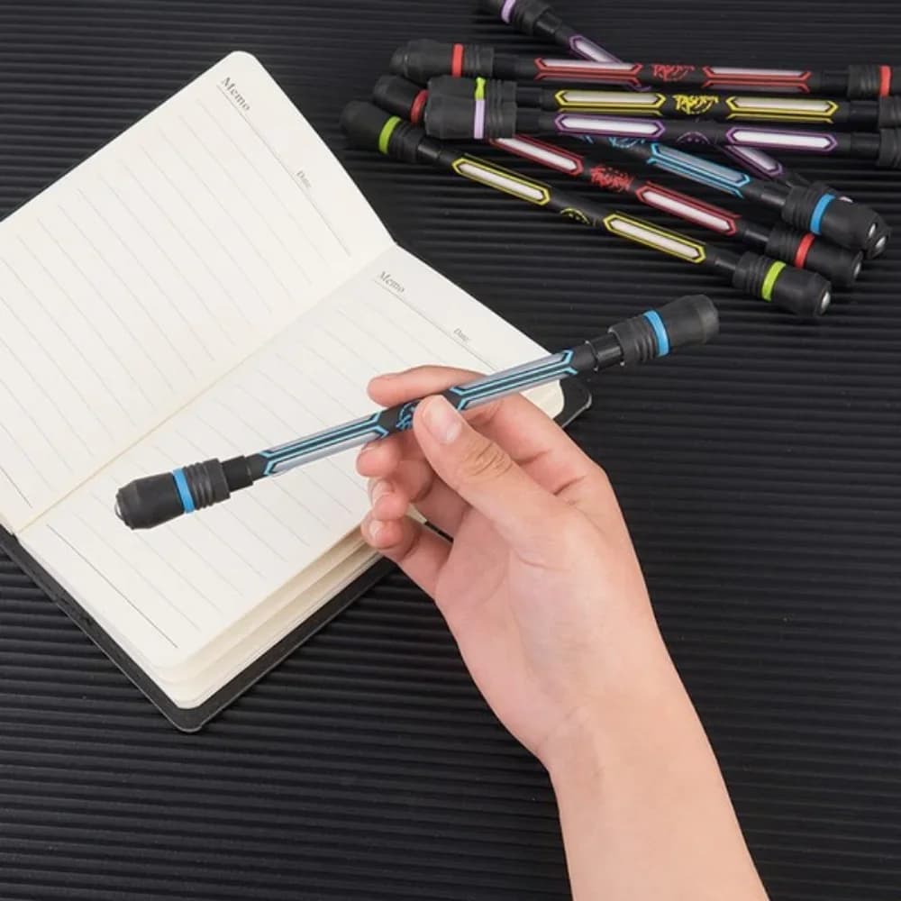 1/4 pezzi Penna Fidget 2-in-1 con Spinner, Penna a Sfera da 0,5 mm per Scrittura, Strumento Antistress e per la Concentrazione per Ufficio, ADHD, Ansia