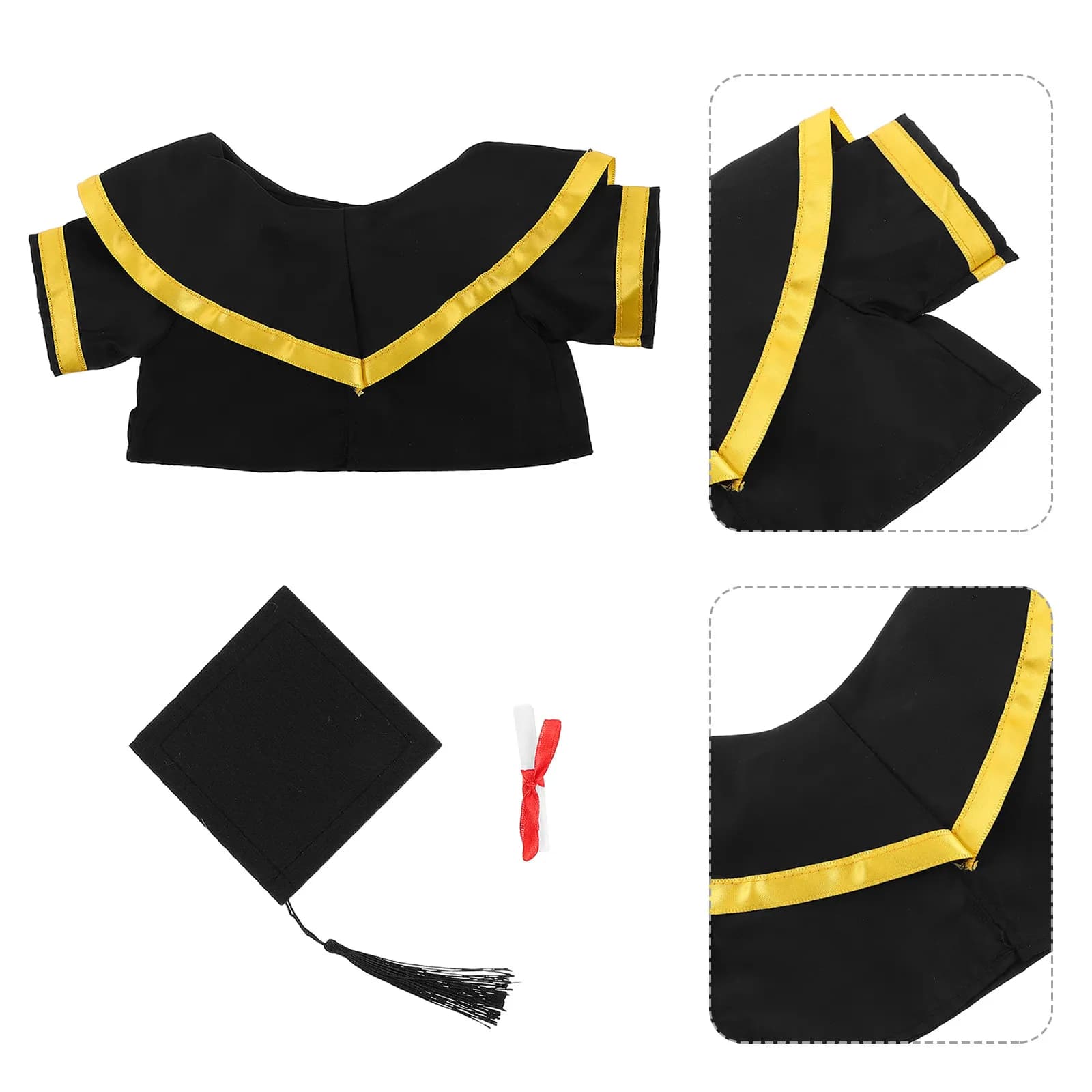 Set Completo di Abiti da Laurea Artigianali per Orsetti: Cappello, Sciarpa, Pergamena, Animali di Peluche, Costume di Laurea, Souvenir e Accessori per Celebrazioni