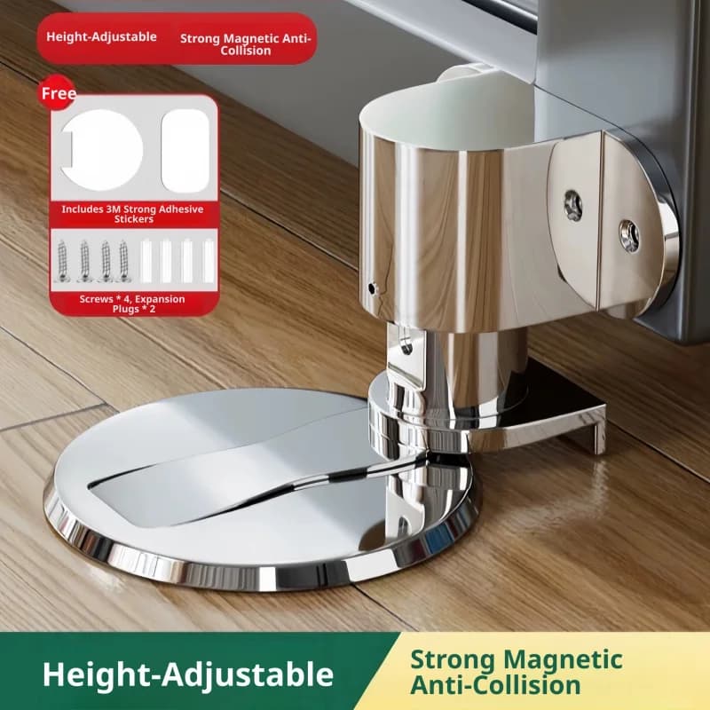 Punch-free Strong Magnetic Door Stopper Adjustable Stainless Steel Invisible Anti-collision Floor Door Stop for Bathroom