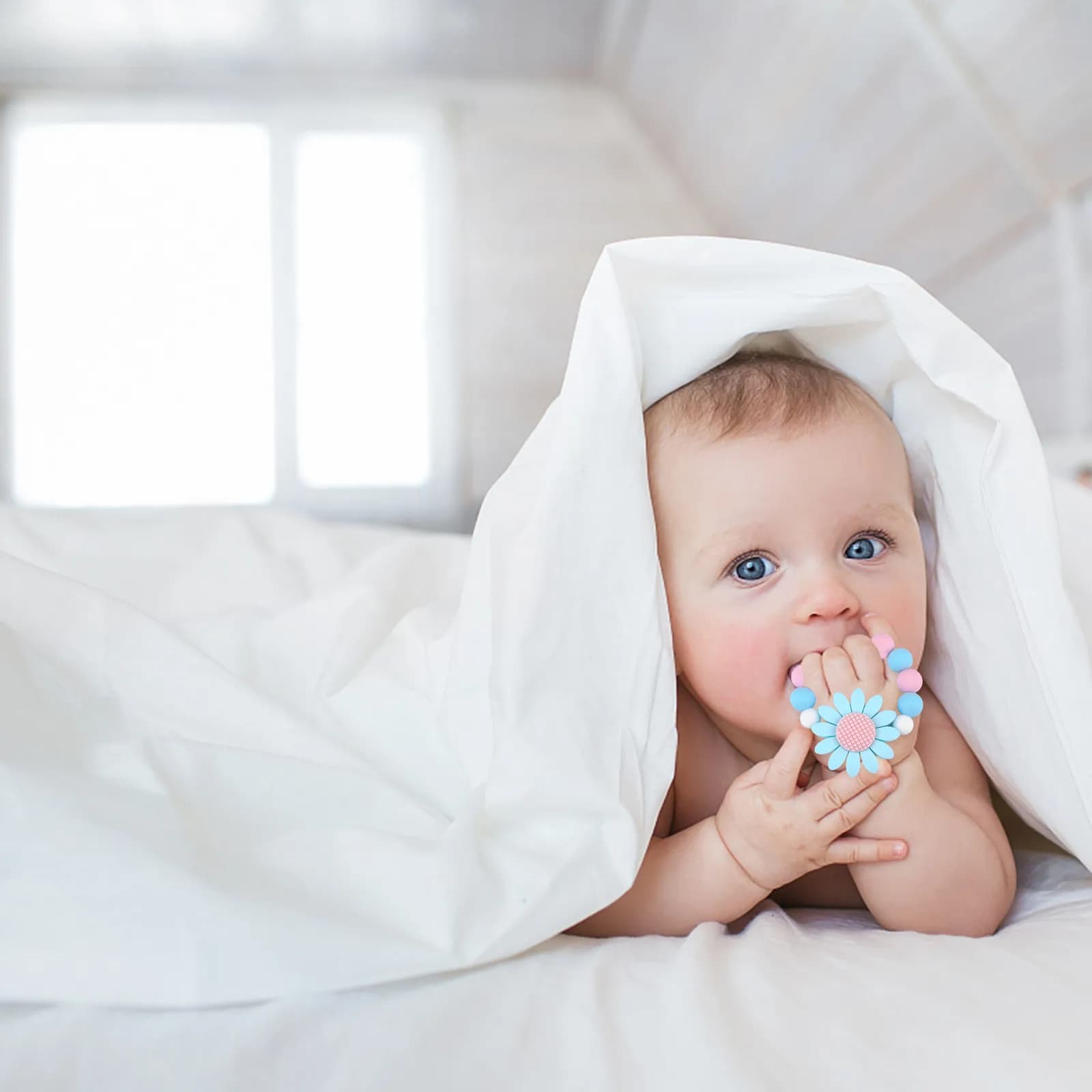 Silicone Teether for Babies Safe Food Grade Lightweight Smooth Edges Sensory Exploration Self Soothing Pain Relief