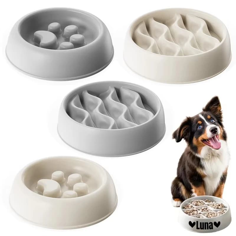 Ciotole Anti-Ingozzamento con Stampa Zampa per Cani e Gatti, Ciotola Antigoccia per Cibo e Acqua, Facile da Pulire, Favorisce la Salute Digestiva, Doppio Uso, Previene il Soffocamento