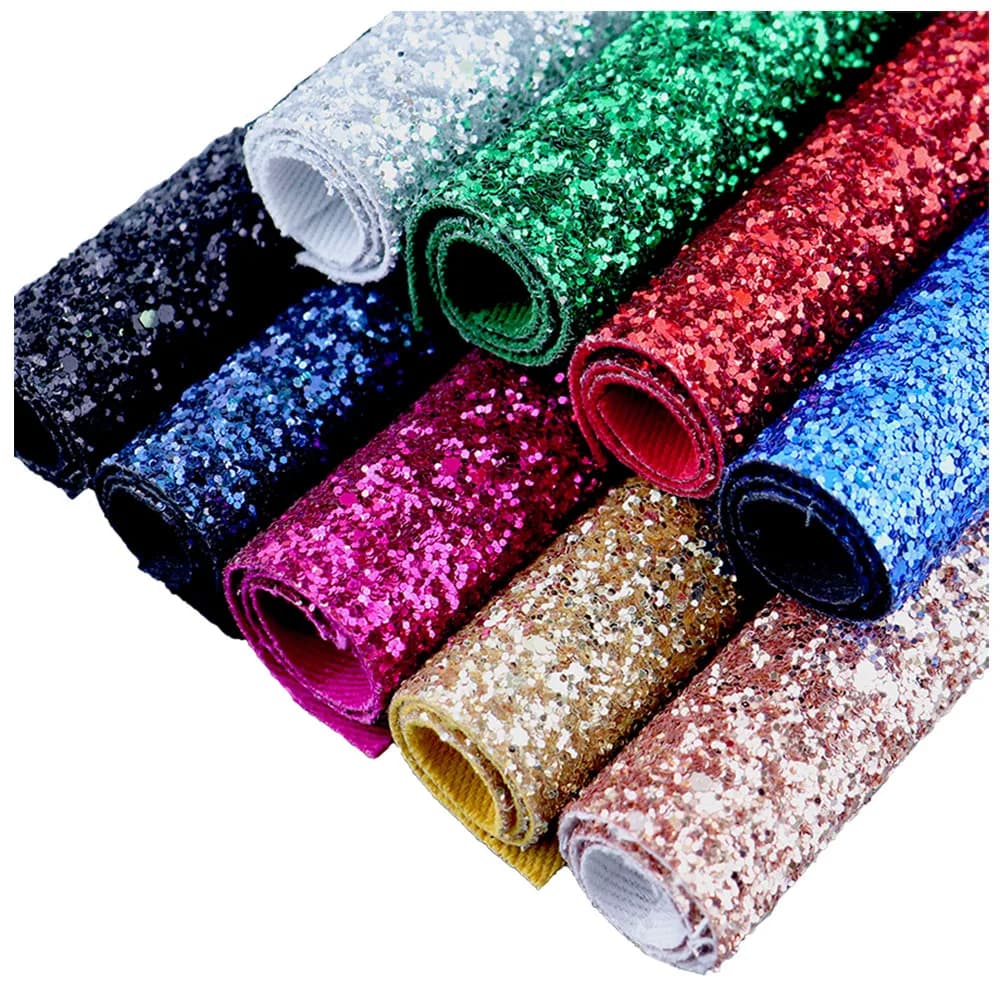 20/50x120cm Roll Plain Color Solid Chunky Glitter Fabric With Twill Cloth Back Leather For Bow Earring Bag Craft Sewing CN099