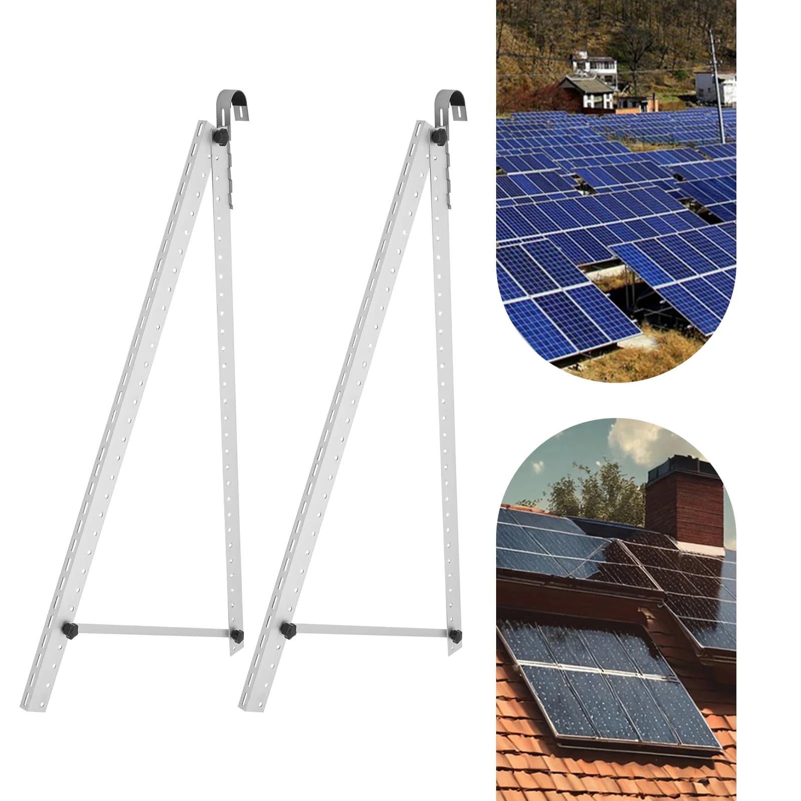 Confezione da 2 Staffe di Montaggio Regolabili per Pannelli Solari, 0-90° ° Supporto Inclinabile in Alluminio, Struttura Universale per Pannelli Solari per Tetto di Camper e Casa
