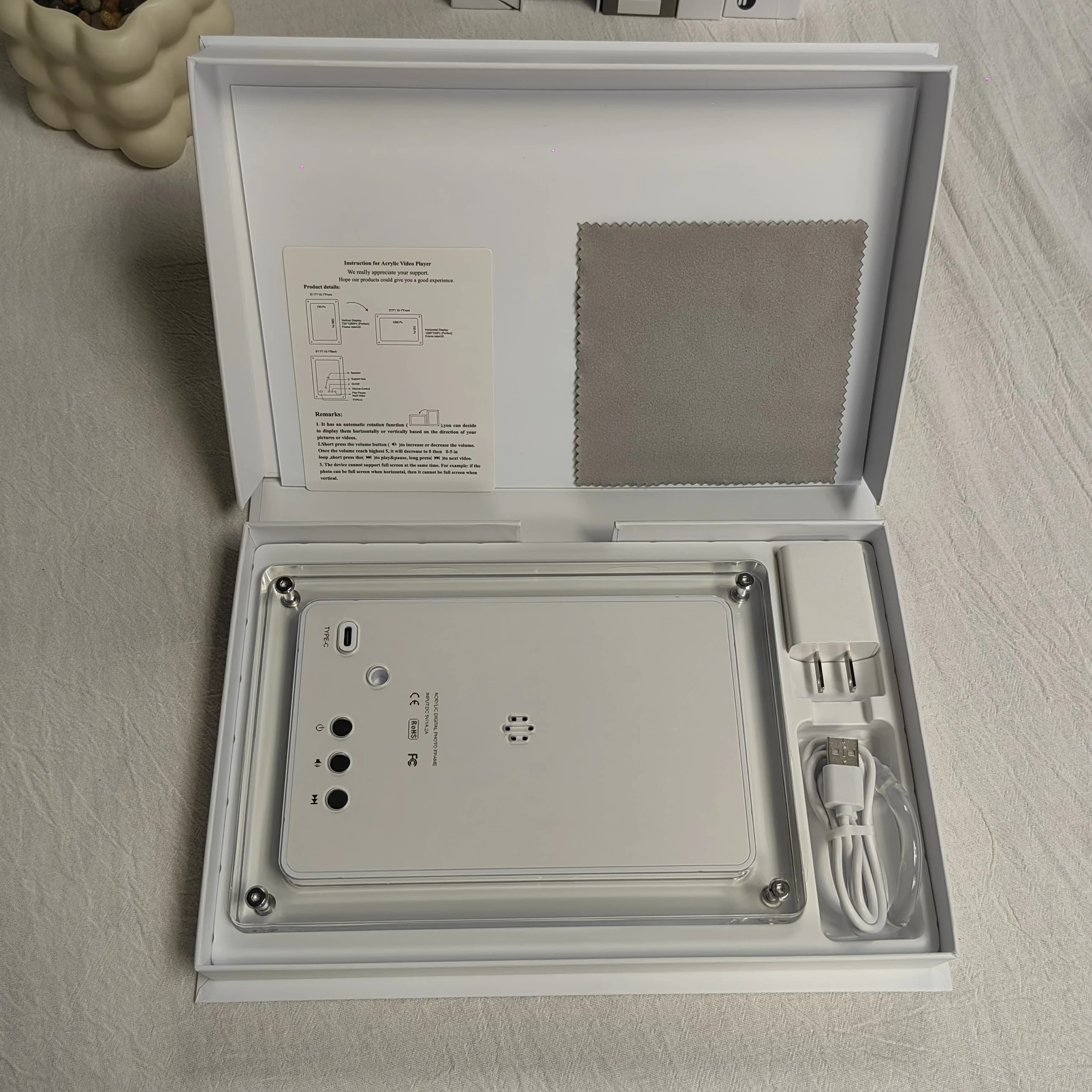 5'' Back Stander Acrylic Digital Photo Video Frame with MP3 8GB Memory Best Gift for Families with Newborns