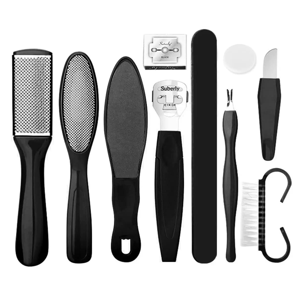 Set pedicure professionale per pedicure, set pedicure 10 in 1 per piedi, kit per la cura del piede in acciaio inossidabile, raspa per piedi, rimozione della pelle morta