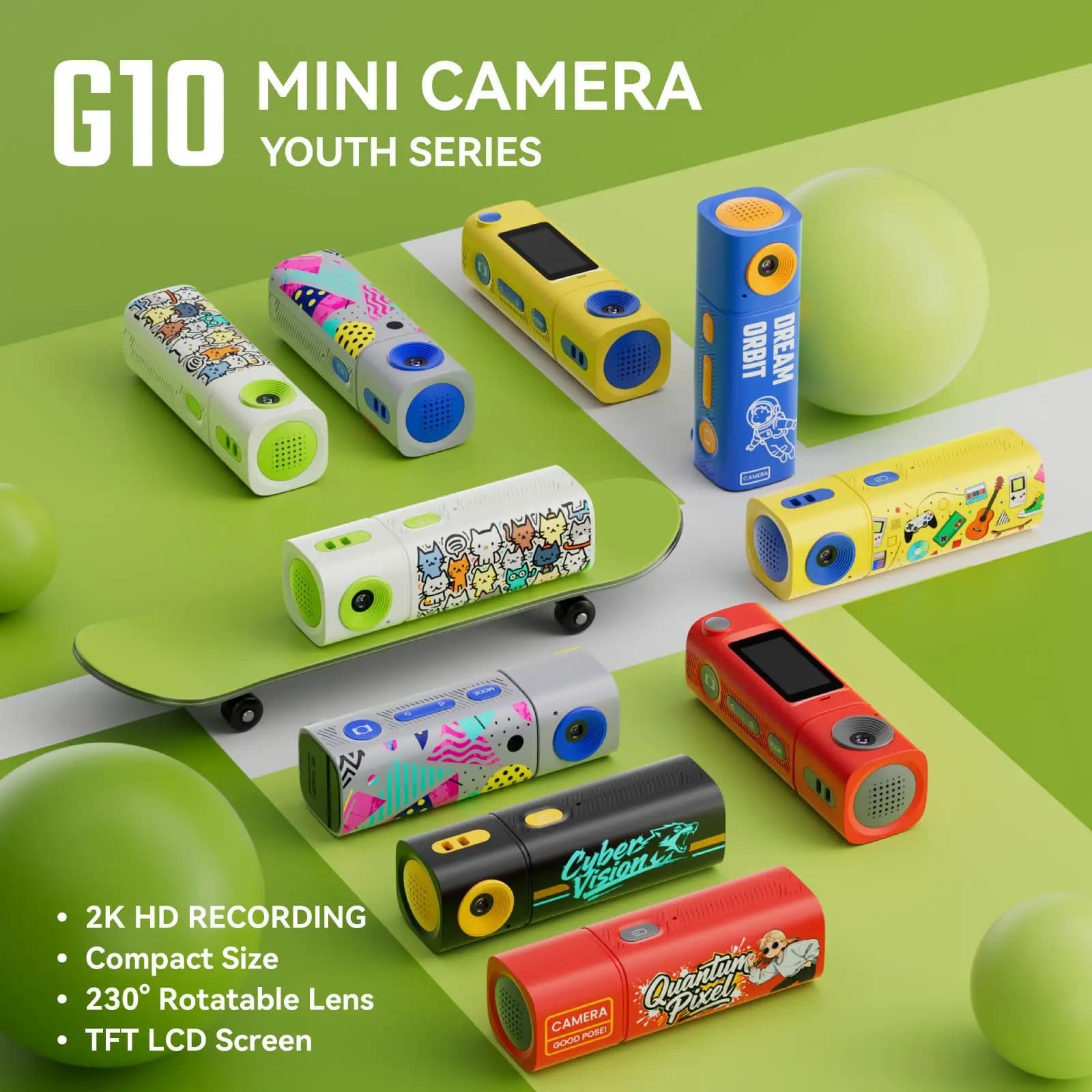Mini Lip Shape Camera G10, Sport Camera HD 2K Portable, Long Life Battery 2026, Video Recorder Compact for Students and Open Photography